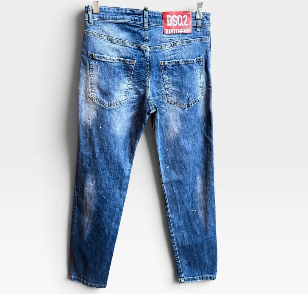 DSQUARED2 Jeans 14Y Blue Distressed Paint Splatter DSQ2 Brothers Denim Turkey
